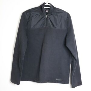 Michael Kors 1/4 Zip Contrast Detail Soft Black Fleece Top Size Medium Preppy